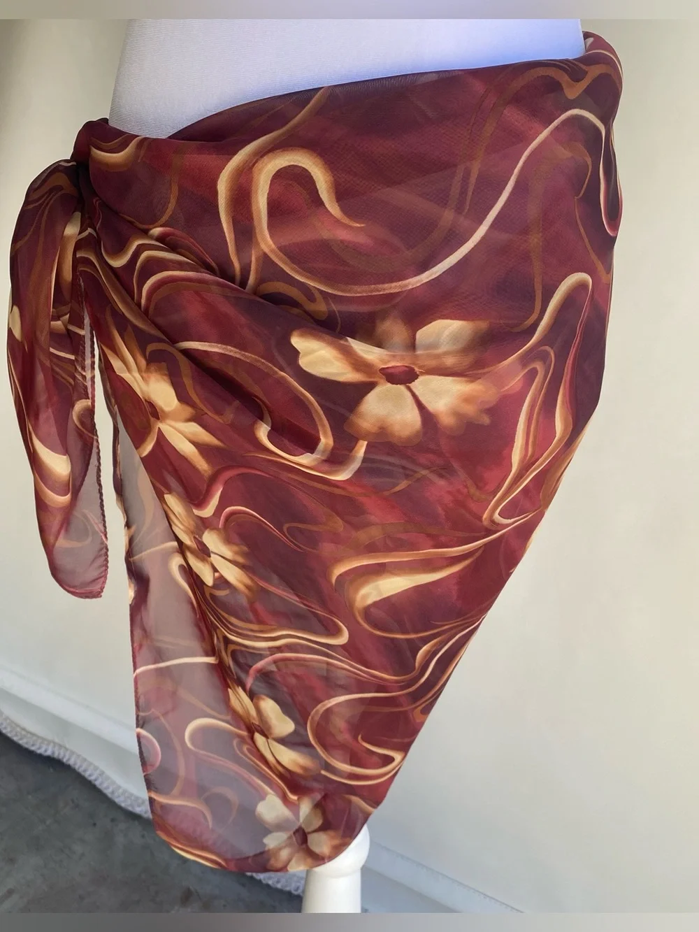 Fall floral large square vintage scarf wrap shawl boho waist